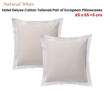 Accessorize Pair of  White/Natural Tailored Hotel Deluxe Cotton European Pillowcases