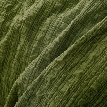 Accessorize Augusta Olive Crinkled Look Quilt Cover Set Double