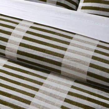 Vintage Design Homewares Tempo Green Cotton Jacquard Quilt Cover Set King