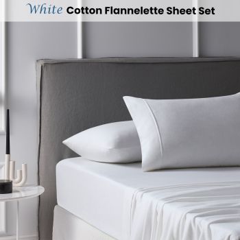 Accessorize Cotton Flannelette Sheet Set 40cm Wall White King