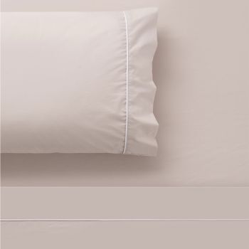 Accessorize White/Natural Piped Hotel Deluxe Cotton Sheet Set King