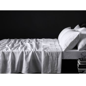 Vintage Design Homewares 100% Linen White Sheet Set QUEEN