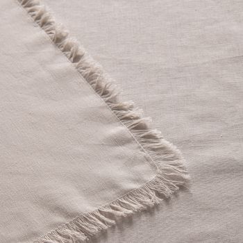 Vintage Design Homewares Gypsy Natural Fringed Washed Linen Cotton Tablecloth 150cm x 230cm