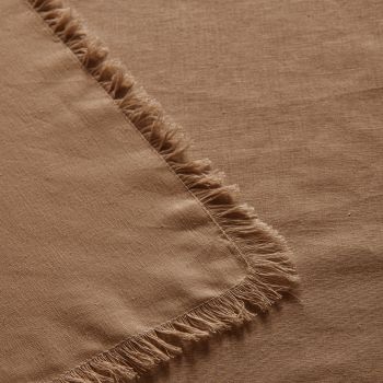 Vintage Design Homewares Gypsy Terracotta Fringed Washed Linen Cotton Tablecloth 150cm x 230cm