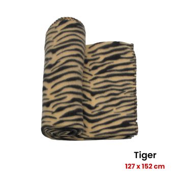 Safari Animal Print Polar Fleece Throw Rug 127 x 152 cm Tiger