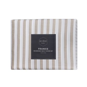 Ardor Frankie Natural Stripe Yarn Dyed Reversible Quilt Cover Set King