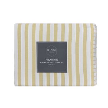Ardor Frankie Yellow Stripe Yarn Dyed Reversible Quilt Cover Set King