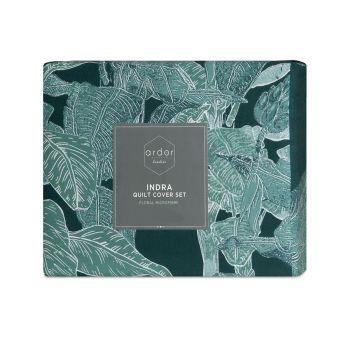 Ardor Indra Teal Palm Leaf Printed Quilt Cover Set King