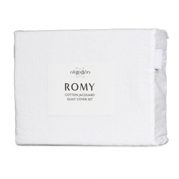 Algodon Romy White Cotton Jacquard Quilt Cover Set King