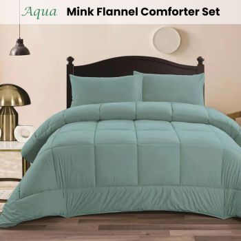 Ramesses Aqua 3- Piece Mink Flannel Comforter Set King