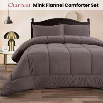 Ramesses Charcoal 3- Piece Mink Flannel Comforter Set King