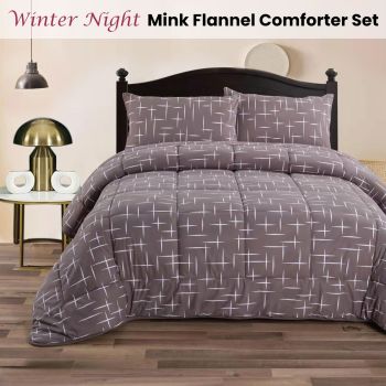 Ramesses Winter Night 3- Piece Mink Flannel Comforter Set Double