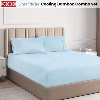Ramesses Steel Blue 2000TC Cooling Bamboo Combo Set Double