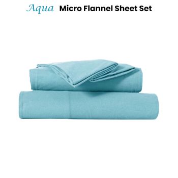 Kingtex Ultra-Soft Micro Flannel Sheet Set 40 cm Wall Aqua Single