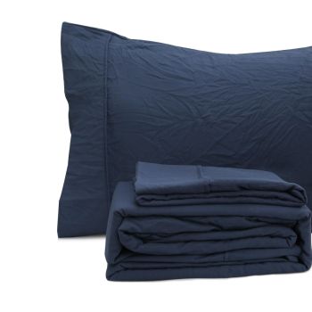 Ramesses Jeans Pebble Wash Linen Look Alternative Sheet Set King Single