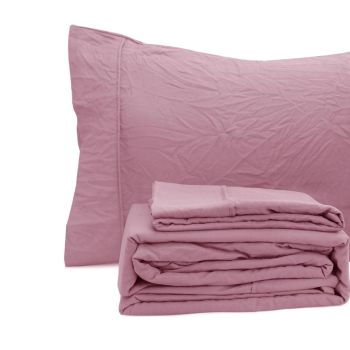 Ramesses Classic Rose Pebble Wash Linen Look Alternative Sheet Set Single