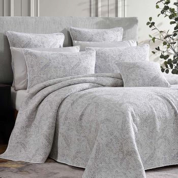 Private Collection Wren Ash Cotton Polyester Yarn Dyed Jacquard Coverlet Set Queen/King