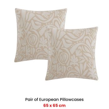 Platinum Collection Pair of Haven Caramel Jacquard European Pillowcases 65 x 65cm