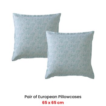 Logan and Mason Pair of Kimba Teal European Pillowcases 65 x 65cm