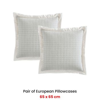 Private Collection Pair of Kingston Moss 100% Cotton Yarn Dyed Jacquard European Pillowcases 65 x 65cm