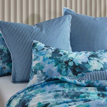 Logan and Mason Heather Blue Cotton-rich Percale Print Quilt Cover Set King