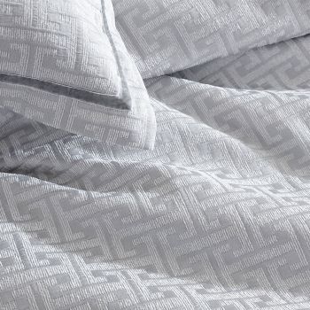 Davinci Orion Silver Woven Jacquard Quilt Cover Set Queen