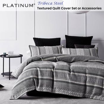 Platinum Collection Tribeca Steel Textured Quilt Cover Set Queen