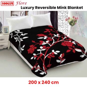 Lylac Homeware 800GSM Luxury Reversible Mink Blanket Flore Queen 