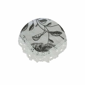 Botanical Printed Premium 60% Cotton 40% Linen Table Cloth with White Lace Edging 140 x 220 cm / 6 Seater