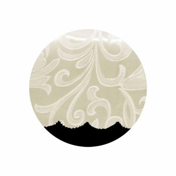 Swirl Leaf Cream Jacquard Table Cloth with Scalloped Edging 140 x 180 cm / 4 Seater