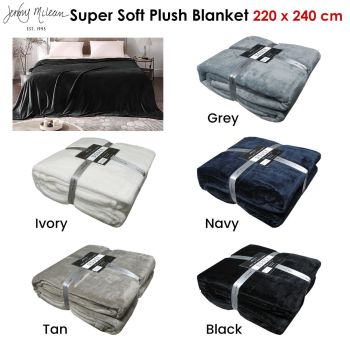Jenny Mclean 300GSM Douce Super Soft Plush Blanket 220 x 240 cm Navy