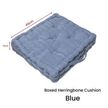 Rans Boxed Herringbone Chair Cushion Pad 40 x 40 + 7 cm Blue