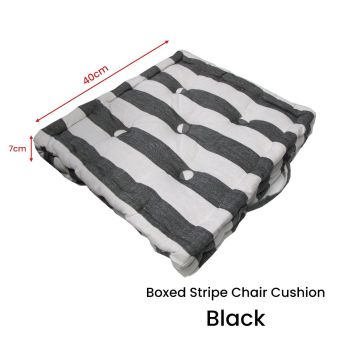 Rans Boxed Stripe Chair Cushion Pad 40 x 40 + 7 cm Black