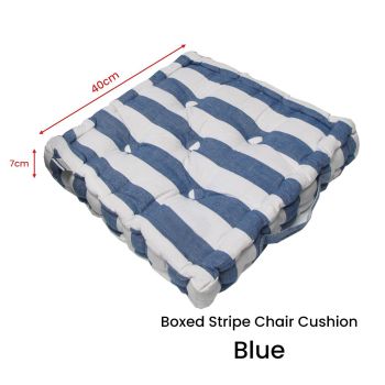 Rans Boxed Stripe Chair Cushion Pad 40 x 40 + 7 cm Blue