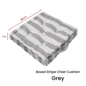 Rans Boxed Stripe Chair Cushion Pad 40 x 40 + 7 cm Grey