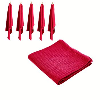 Rans Set of 6 Cotton Waffle Tea Towels 50x70 cm - Hot Pink