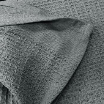 Living @ Home 350gsm 100% Cotton Breathable Waffle Blanket Single 180 x 230 cm Charcoal