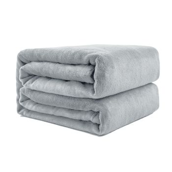 Super Soft Micro Flannel Plush Blanket Queen 220 x 240cm Cream