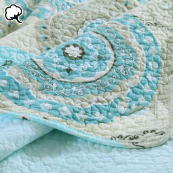 100% Cotton Lightly Quilted Coverlet Set Suzani Queen