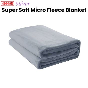 Jason 400GSM Super Soft Micro Fleece Blanket Silver Double