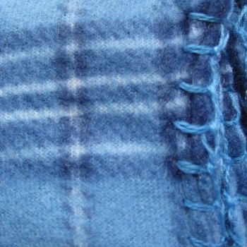 Budget 165gsm Printed Checkered Soft Polar Fleece Throw 127 x 152 cm Blue