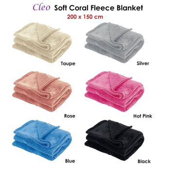 Cleo Soft Coral Fleece Extra Large Throw / Single Sized Blanket 150 x 200 cm Hot Pink
