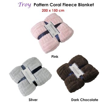 Troy Pattern Coral Fleece Extra Large Throw / Single Sized Blanket 150 x 200 cm Silver