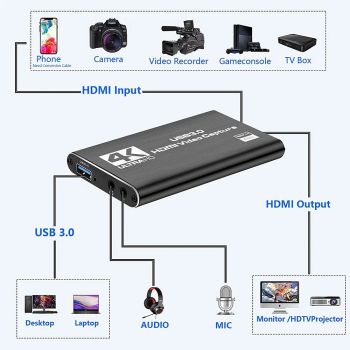 4K 1080P 60FPS HDMI to USB 3.0 Video Capture Card For PS4/PC/OBS Nintendo Switch