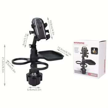 Universal 3in1 Car Cup Holder Tray Phone Mount Drink Food Table Tidy Organizer