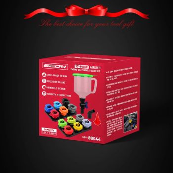 17-Piece Engine Oil Funnel Set 12 Adapters Elbow Fitting Magnetic Storage Tray