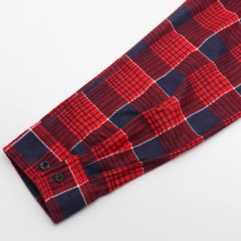 Men's 100% Cotton Flannelette Shirt Long Sleeve Plaid Check Flannel w Pockets, Crimson Tide Plaid, S