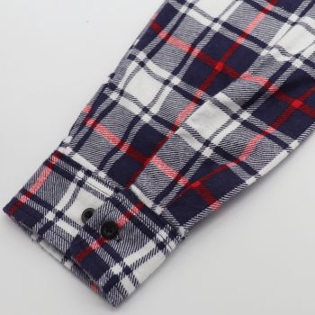 Men's 100% Cotton Flannelette Shirt Long Sleeve Plaid Check Flannel w Pockets, Snowfall Navy Plaid, 3XL
