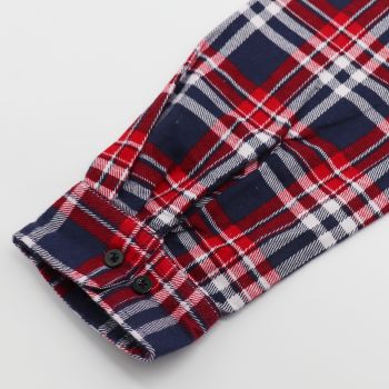 Men's 100% Cotton Flannelette Shirt Long Sleeve Plaid Check Flannel w Pockets, Heritage Red Plaid, XL