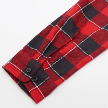 Men's 100% Cotton Flannelette Shirt Long Sleeve Plaid Check Flannel w Pockets, Lumberjack Red Buffalo Plaid, 2XL